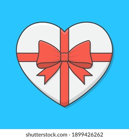 Ilustración del icono del vector de la caja de regalo del corazón de amor. Icono plano de la vista superior en la caja de regalo