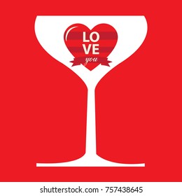 Love heart with Glass vector.