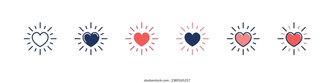 love heart glowing and shiny core value icon vector business integrity, trust, passion, valentine, honesty, culture, and commitment symbol illustration for web and app template design