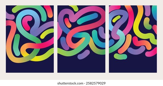 love heart gradient line drawing concept. Curved Rainbow Gradient Shapes with blank area for copy space paper size vector illustration