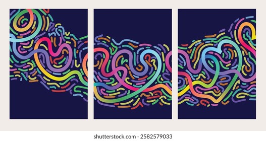 love heart gradient line drawing concept. Curved Rainbow Gradient Shapes with blank area for copy space paper size vector illustration