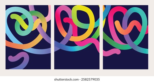 love heart gradient line drawing concept. Curved Rainbow Gradient Shapes with blank area for copy space paper size vector illustration