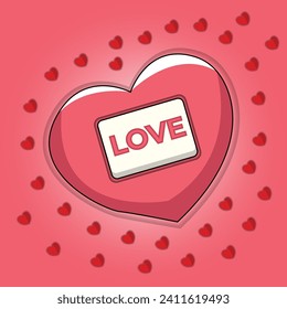 Love and heart greeting card, Vector heart on a pink background