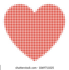 Love Heart halftone vector pictogram. Illustration style is dotted iconic Love Heart icon symbol on a white background. Halftone texture is round spots.