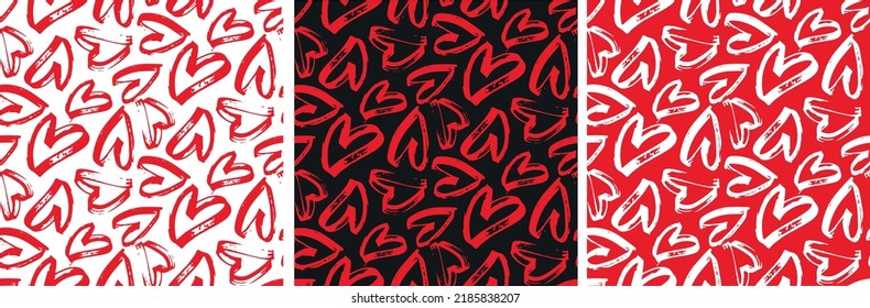 Love heart hand drawn doodle pattern background. Love you template.