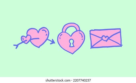 love heart hand drawn vector