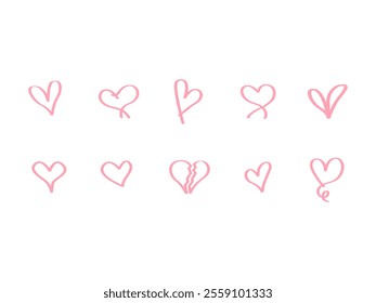 Love Heart Handdrawn Element Set