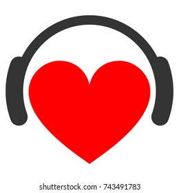 Love Heart Headphones flat vector icon. An isolated icon on a white background.