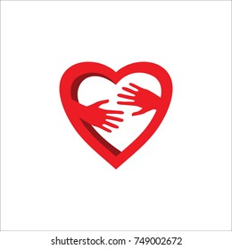 love heart holding hand couple logo