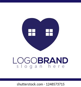 love heart home logo icon vector