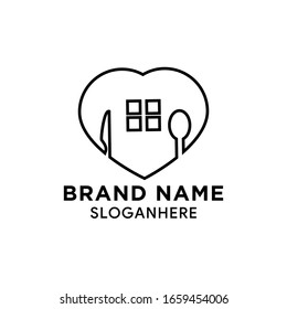 love heart house logo design, food restaurant logo