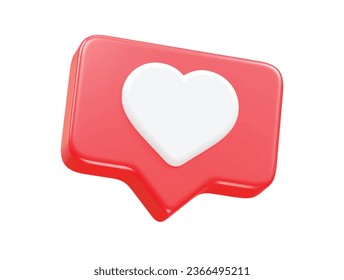 Icono de corazón de amor 3d ilustración de representación transparente