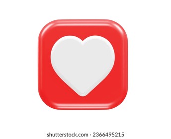 Love heart icon 3d rendering illustration element transparent