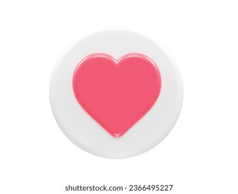 Icono de corazón de amor 3d ilustración de representación transparente