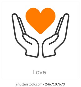 Concepto de icono de amor y corazón