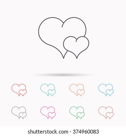 Love heart icon. Couple romantic sign. Linear icons on white background.