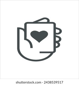 Love or heart icon design illustration flat style isolated on white background.