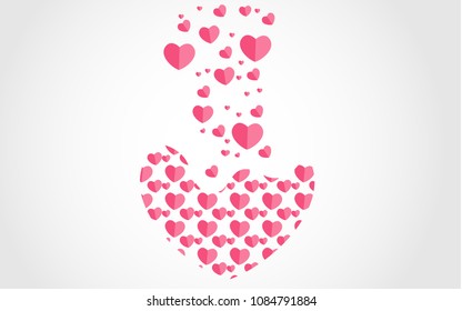 Love heart icon illustration full pink colour vector