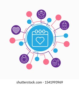 Love and heart icon infographic. Connection passion pictogram concept.
