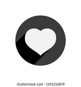 Love heart icon inside circle with long shadow