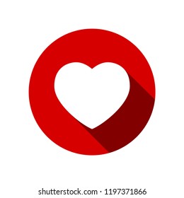 Love heart icon inside circle with long shadow