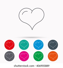 Love heart icon. Life sign. Linear icons in circles on white background.