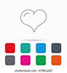Love heart icon. Life sign. Linear icons in squares on white background. Flat web symbols. Vector