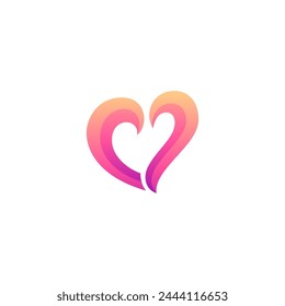 love heart icon logo in simple minimalist 3d vector color gradient design