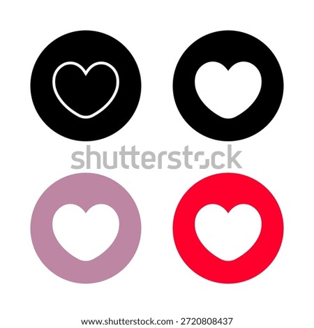 Love heart icon set in circle. Romance, favorite, and affection symbol