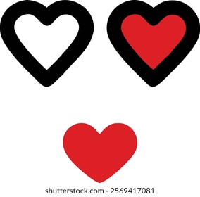 Love heart icon set clipart using red and black color and vector illustration design.