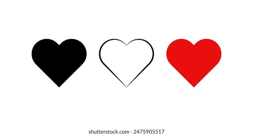 Conjunto de íconos del corazón del amor. para el concepto móvil y el Diseño web. Ilustración vectorial