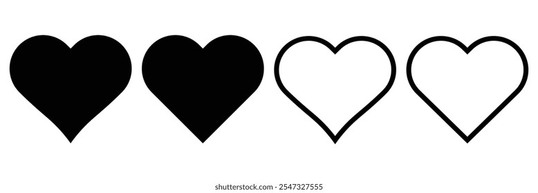 Love Heart icon set. Love icon for mobile concept and web design. Vector illustration.