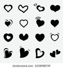 Love Heart icon set. for mobile concept, flyer, brochure, wedding, valentine etc.