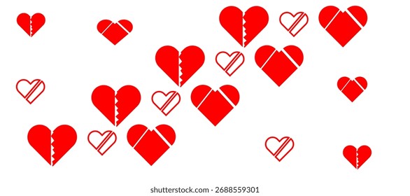 Love heart icon set. Heart shape isolated on white background. Love shape with red color. Vector illustration.