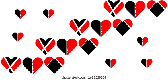 Love heart icon set. Heart shape isolated on white background. Love shape with red and black color. Vector illustration.