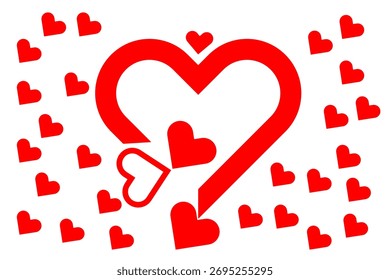 Love heart icon set. Heart shape isolated on white background. Love shape with red color. Vector illustration.