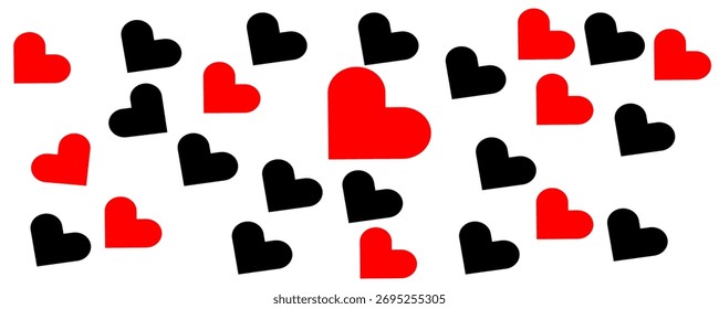 Love heart icon set. Heart shape isolated on white background. Love shape with red and black color. Vector illustration.