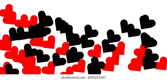 Love heart icon set. Heart shape isolated on white background. Love shape with red and black color. Vector illustration.