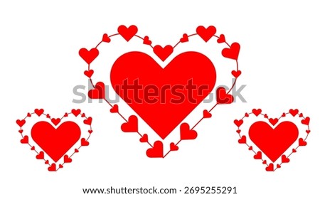 Love heart icon set. Heart shape isolated on white background. Love shape with red color. Vector illustration.