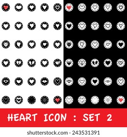 Love heart icon set. Vector eps10.  