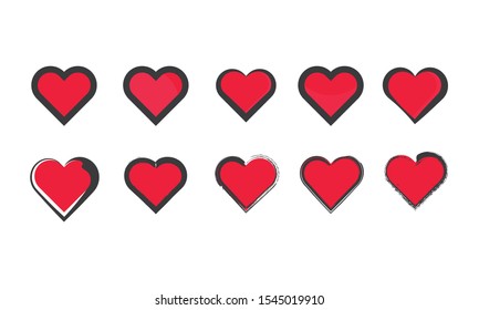 Love Heart Icon Shape Collection Sets. Illustration for wedding, poster, flyer.