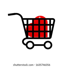 love heart icon - heart symbol in a shopping basket, valentine's day