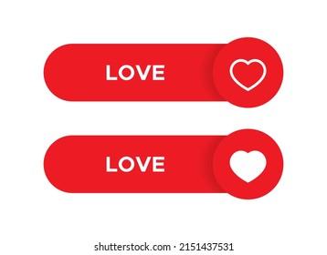 Love, heart icon vector in bar button