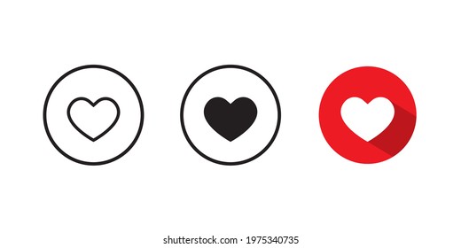 Love and Heart Icon Vector in Flat Design Style