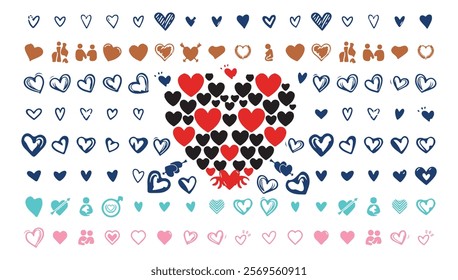 Love Heart icon vector illustration with different style heart