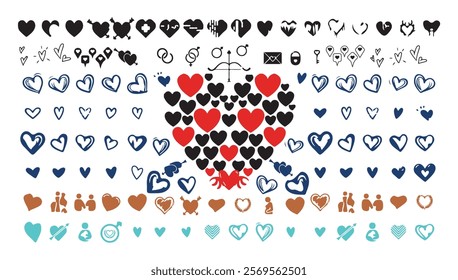 Love Heart icon vector illustration with different style heart