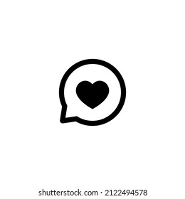 Amor, vector de iconos cardíacos en línea de burbujas de voz