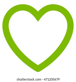 Love Heart icon. Vector style is flat iconic symbol with rounded angles, eco green color, white background.