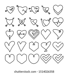 love heart icons line design