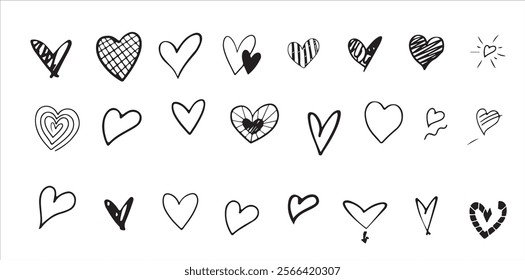 Love and Heart icons vector set. Vector Illustration for hearts and black love icon. EPS10 illustrator
